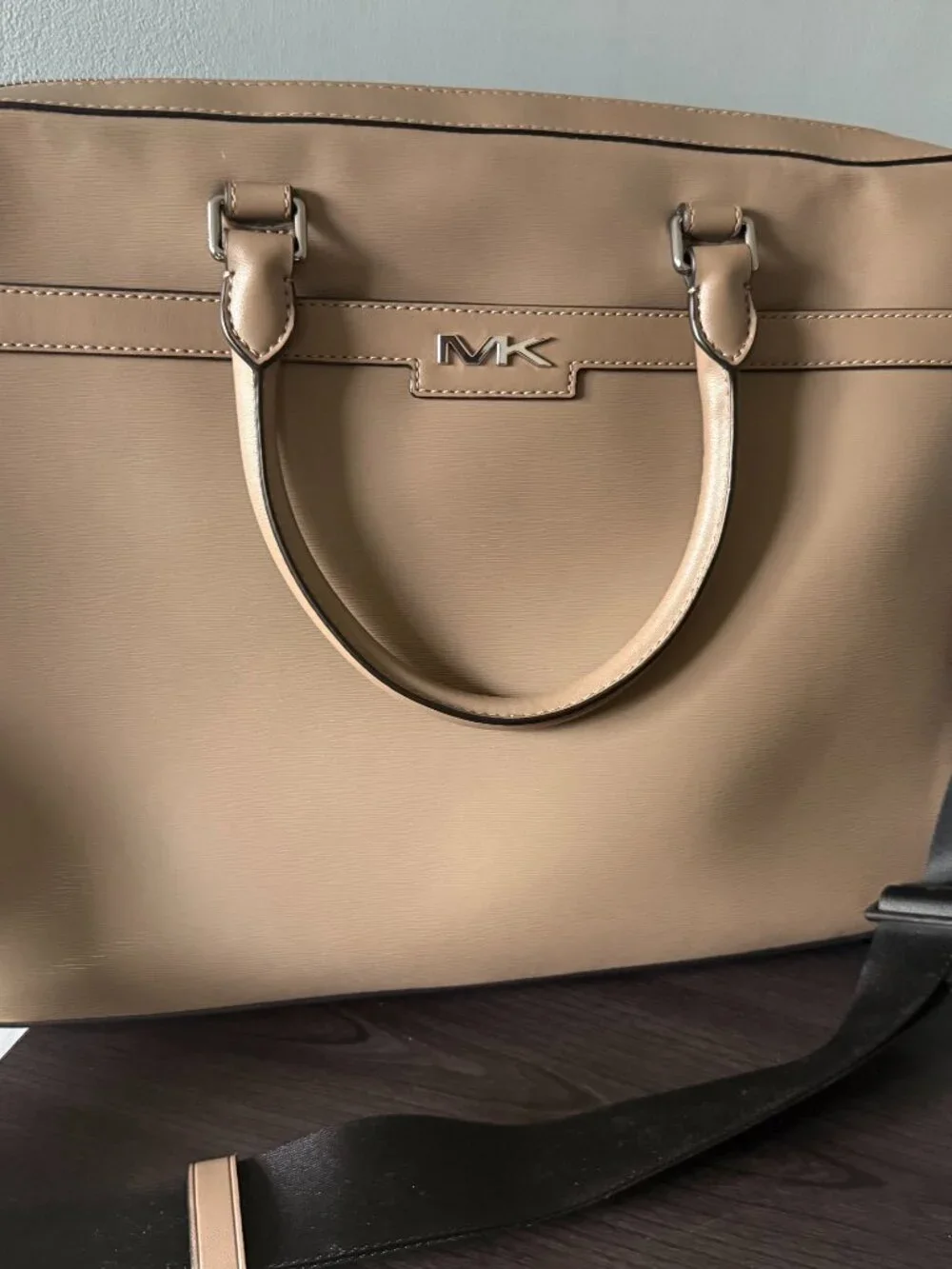 Michael Kors Structured Laptop Briefcase Bag in Beige
